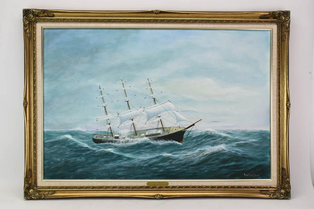 Robert Lee Perry Oil on Canvas Sailing Schooner (1 of 6)