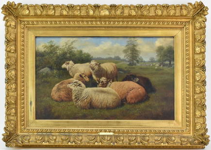 Arthur Fitzwilliam Tait Oil on Board Gilt Framed: Arthur Fitzwilliam Tait Oil on Board in Gilt Frame, signed "A.F. Tait" lower right, dated and titled on verso "CL 1896, A Quiet Corner on the Pasture, Putnam Co. NY, A.F. Tait, N.A., 53 E 56th Street,