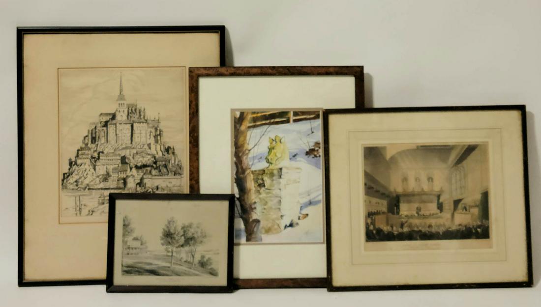 Group of 4 Assorted Prints and Watercolor (1 of 10)