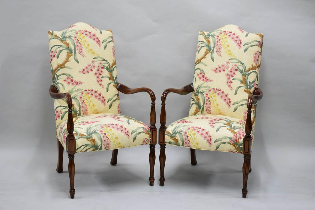 Pair of Sheraton Style Open Armchairs (1 of 5)