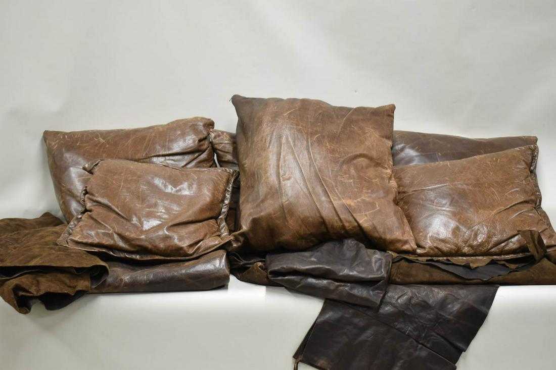 Group of Assorted Brown Leather Pillows (1 of 6)