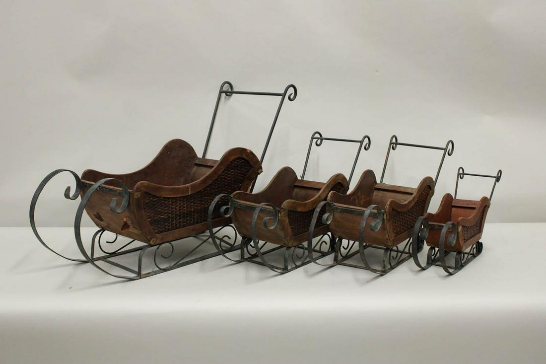 Five Toy Sleds: Five Toy Sleds Used condition, wear, worn Sizes from 10"h x 18"w to 21-1/4"h x 33-1/2"w