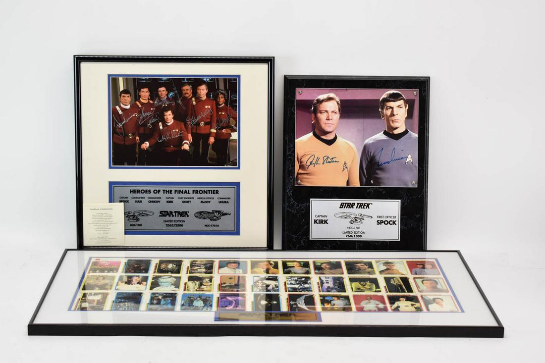 Star Trek Heros of the Final Frontier: Star Trek Heros of the Final Frontier limited edition 2362/2500 having each member's signature, vintage Star Trek limited edition 1044/2950 uncut collector cards. Together with a limited edition 760/1