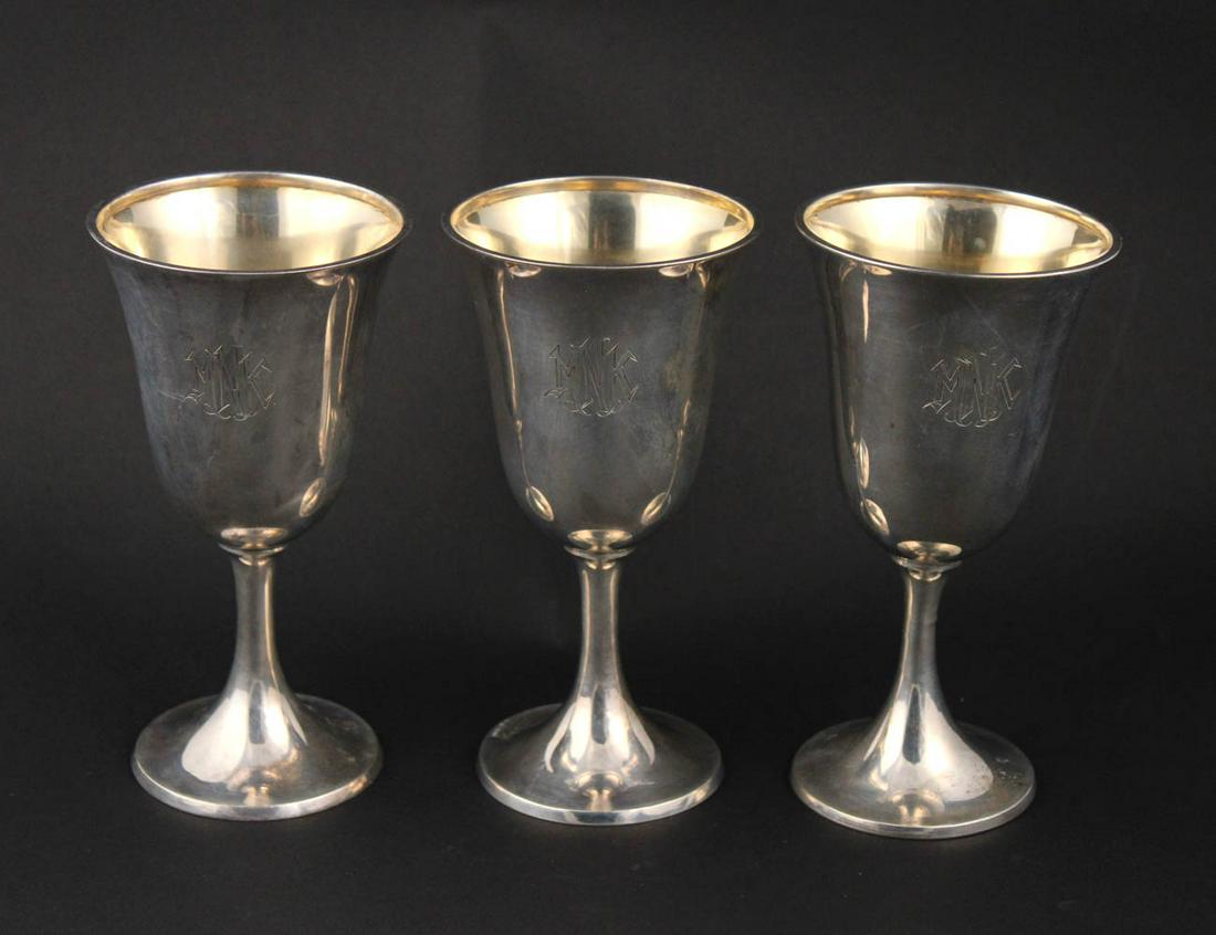 Twelve American Sterling Silver Footed Goblets (1 of 6)