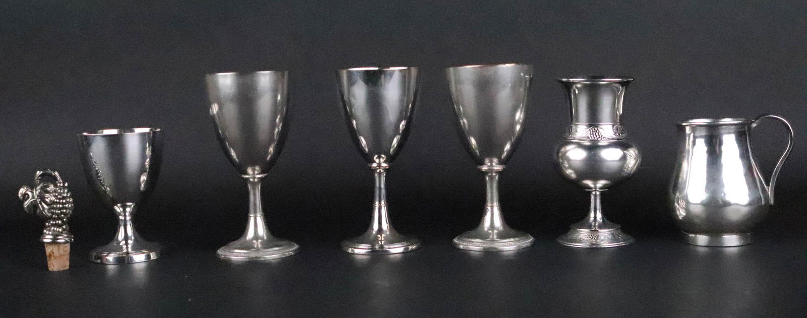 Five Silver Plated Footed Goblets (1 of 9)
