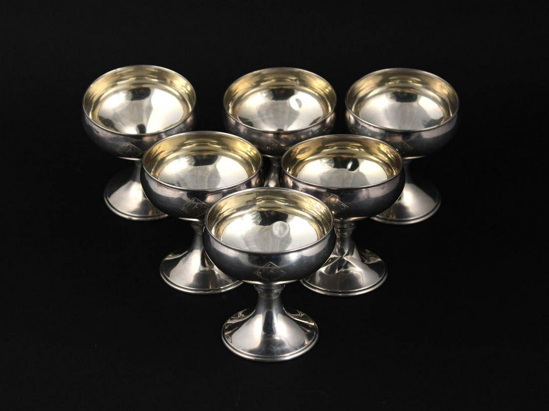 Six Sterling Silver Footed Sherbets (1 of 12)