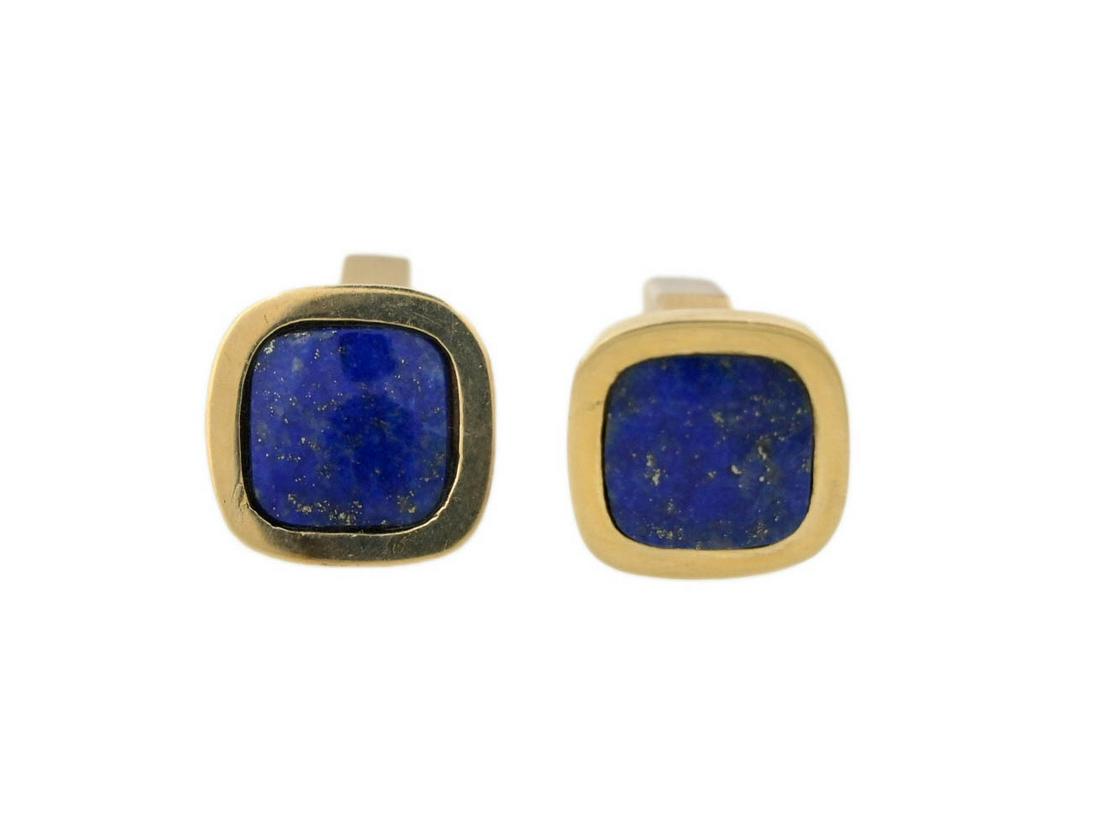 Pair 14K Yellow Gold Lapis Lazuli Cufflinks (1 of 5)