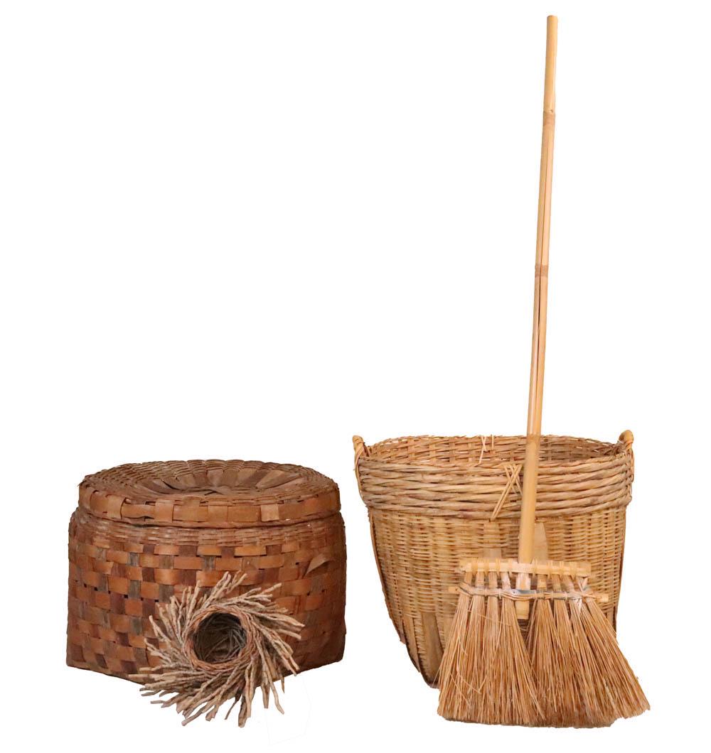 Large Woven Splint Covered Basket (1 of 15)