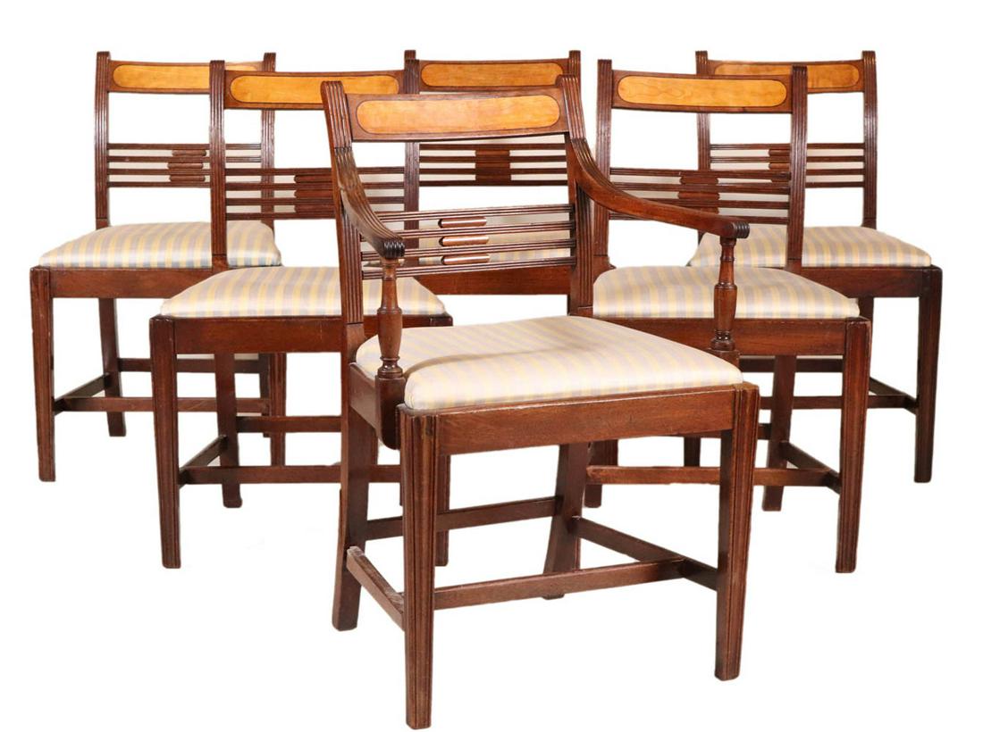 Six Late Georgian Inlaid Mahogany Dining Chairs (1 of 13)