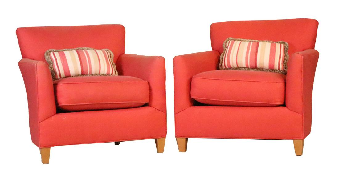 Pair of Crate &Barrel Red-Upholstered Club Chairs (1 of 10)