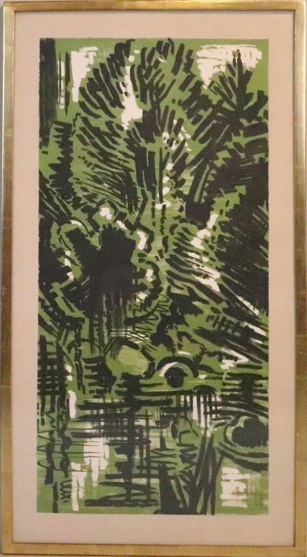 Karl Schrag, Lithograph, "Pond in the Woods" (1 of 7)