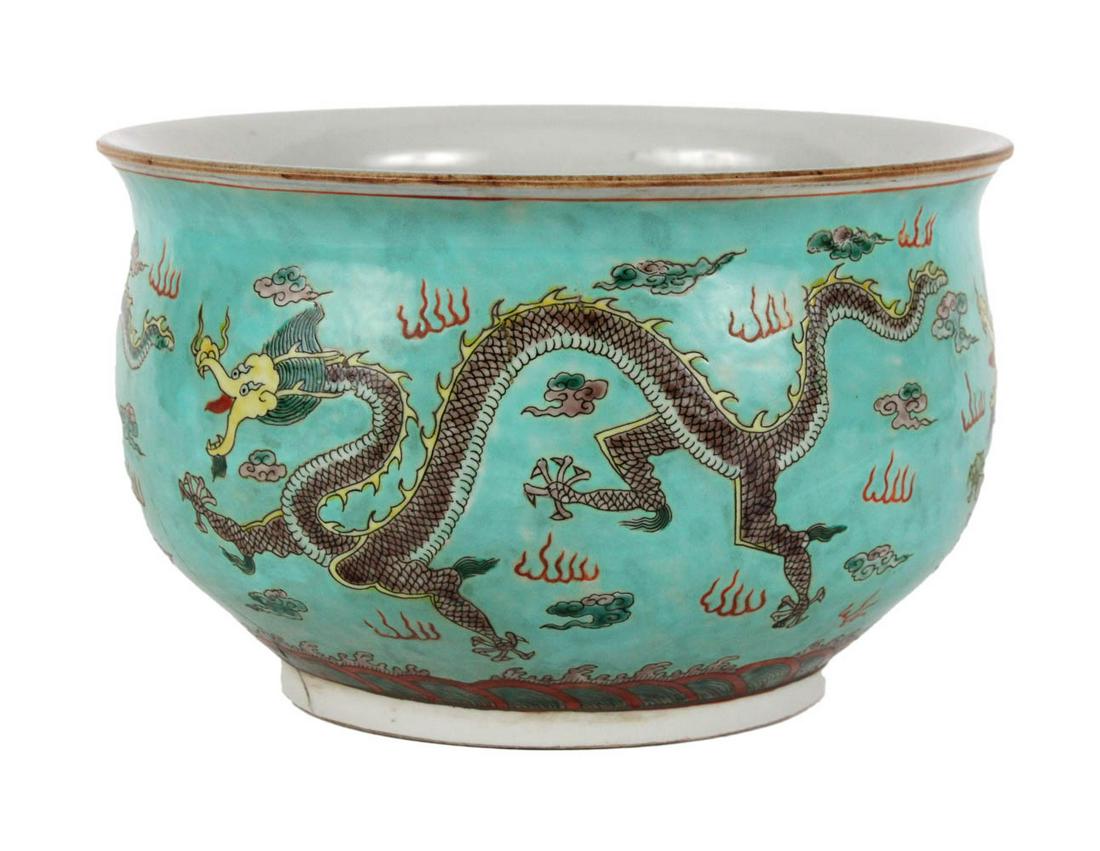 Chinese Pastel Painted Bowl with Dragons (1 of 7)
