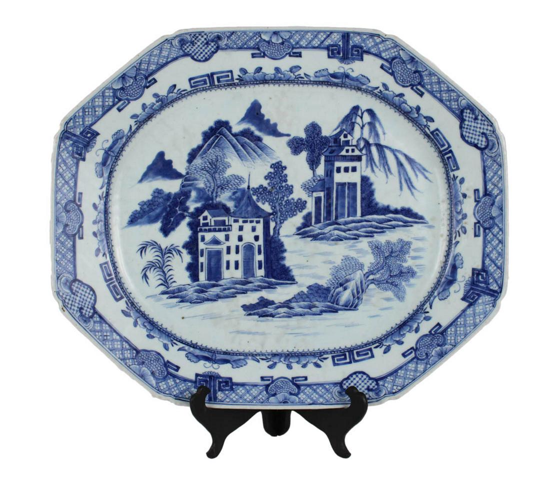 Chinese Export Handpainted Blue Willow Style Tray (1 of 7)