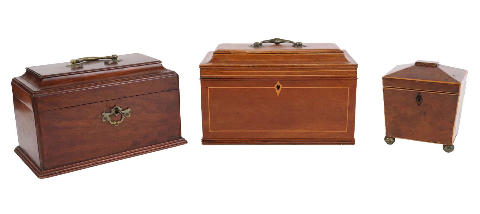 Three Regency Inlaid Mahogany Tea Caddies (1 of 12)