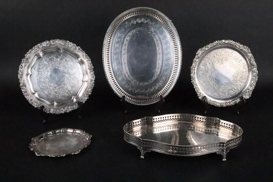 Three Ornate Silver Plated Circular Trays (1 of 12)