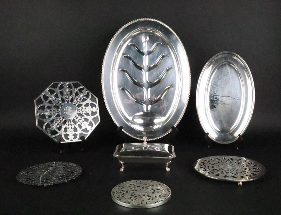 Two Sterling Silver and Glass Trivets (1 of 8)