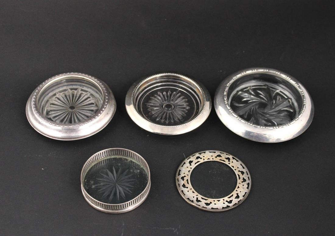 Twelve Gorham Sterling Silver and Glass Coasters (1 of 15)