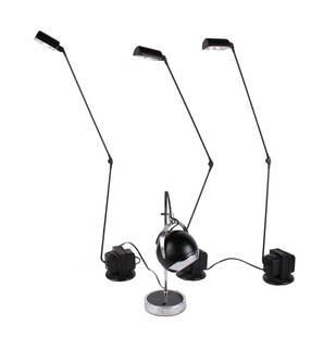 Three Tommaso Cimini for Lumina Daphine Lamps: 20th/21st C. desk lamps; together with a Hamilton Industries modern desk lamp. Adjustable, from 27"h