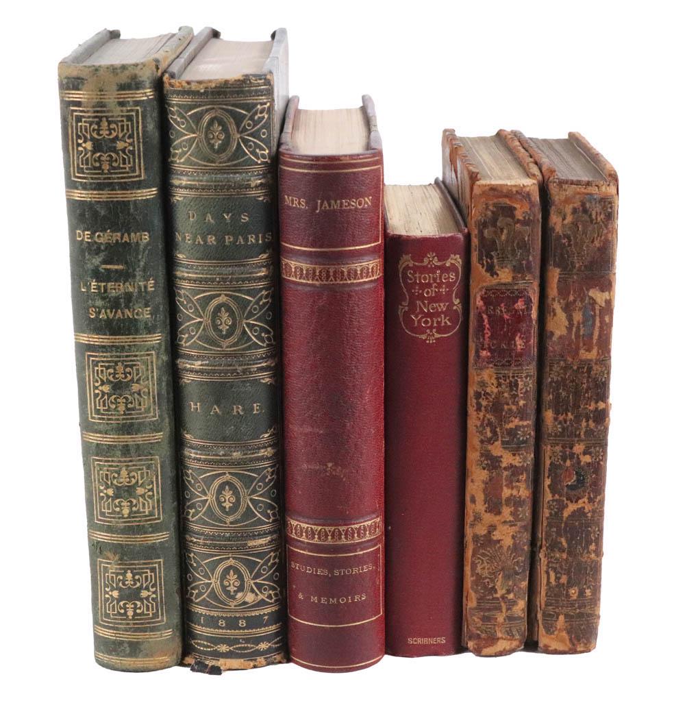 Assorted Group of Antiquarian Books: Including "The Adventures of Peregrine Pickle", Cooke's Edition, vols. 1 and 4; "Memoirs of the Early Italian Painters" by Mrs. Jameson, published by Houghton, Osgood, and Company, 1879; and others, a