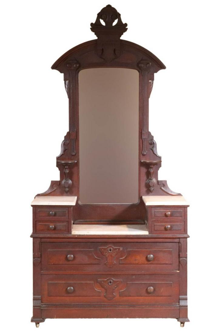 Victorian Marble Top Walnut Dressing Chest (1 of 16)