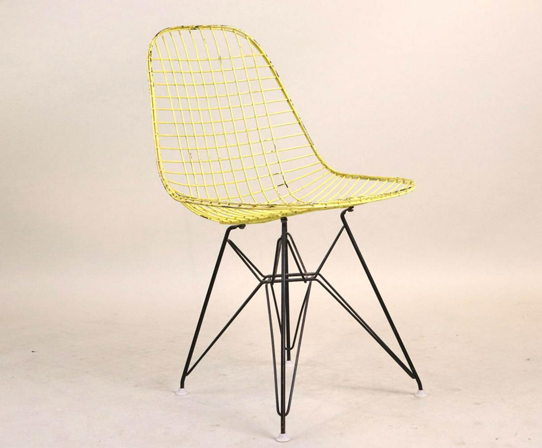 Modern Eames Yellow Painted Wire Chair (1 of 7)
