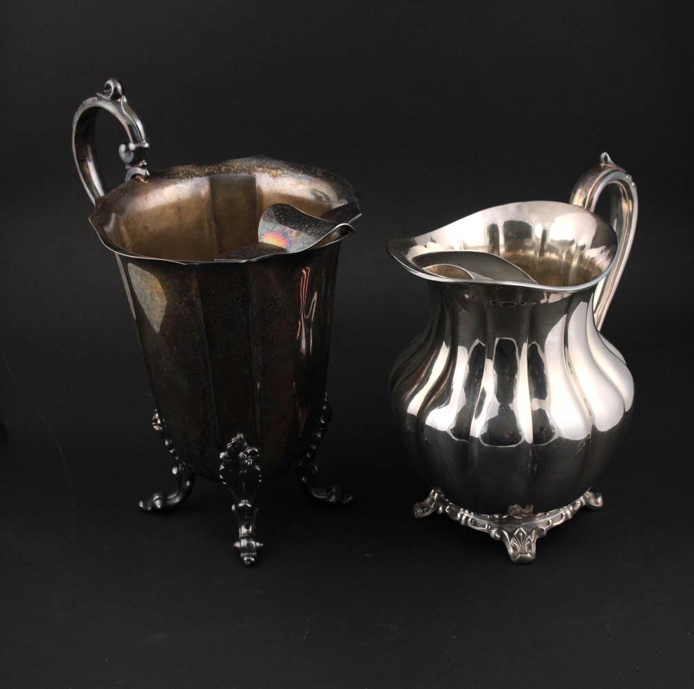 Two Silver Plated Water Pitchers (1 of 10)