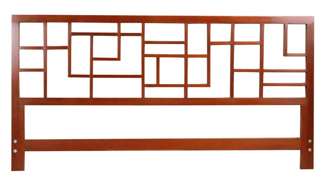 Modern Cherrywood Geometric Headboard: Modern Cherrywood Geometric Headboard 20th/21st C. 39"h x 6'4"w x 1-1/2"d