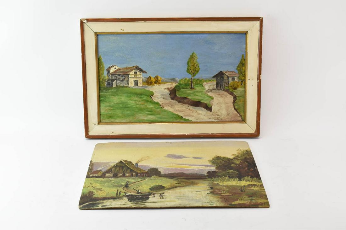 Two Oil on Board Landscape Paintings (1 of 7)