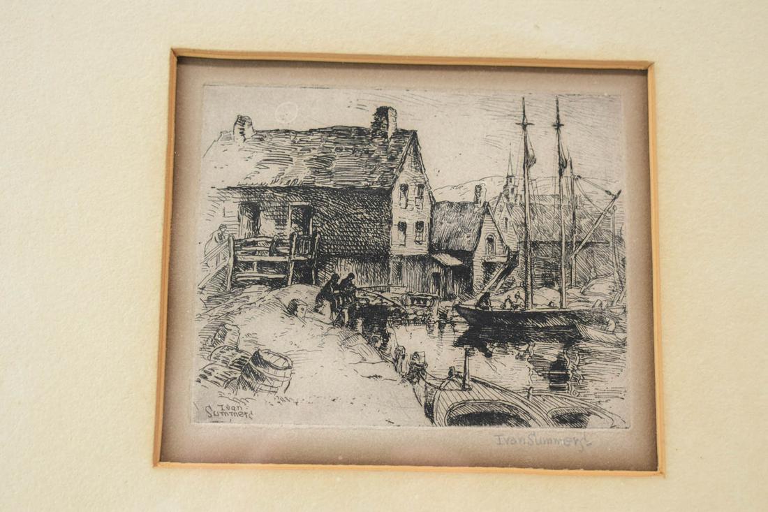 Ivan Summers, Etching, "Boat in Harbor" (1 of 8)