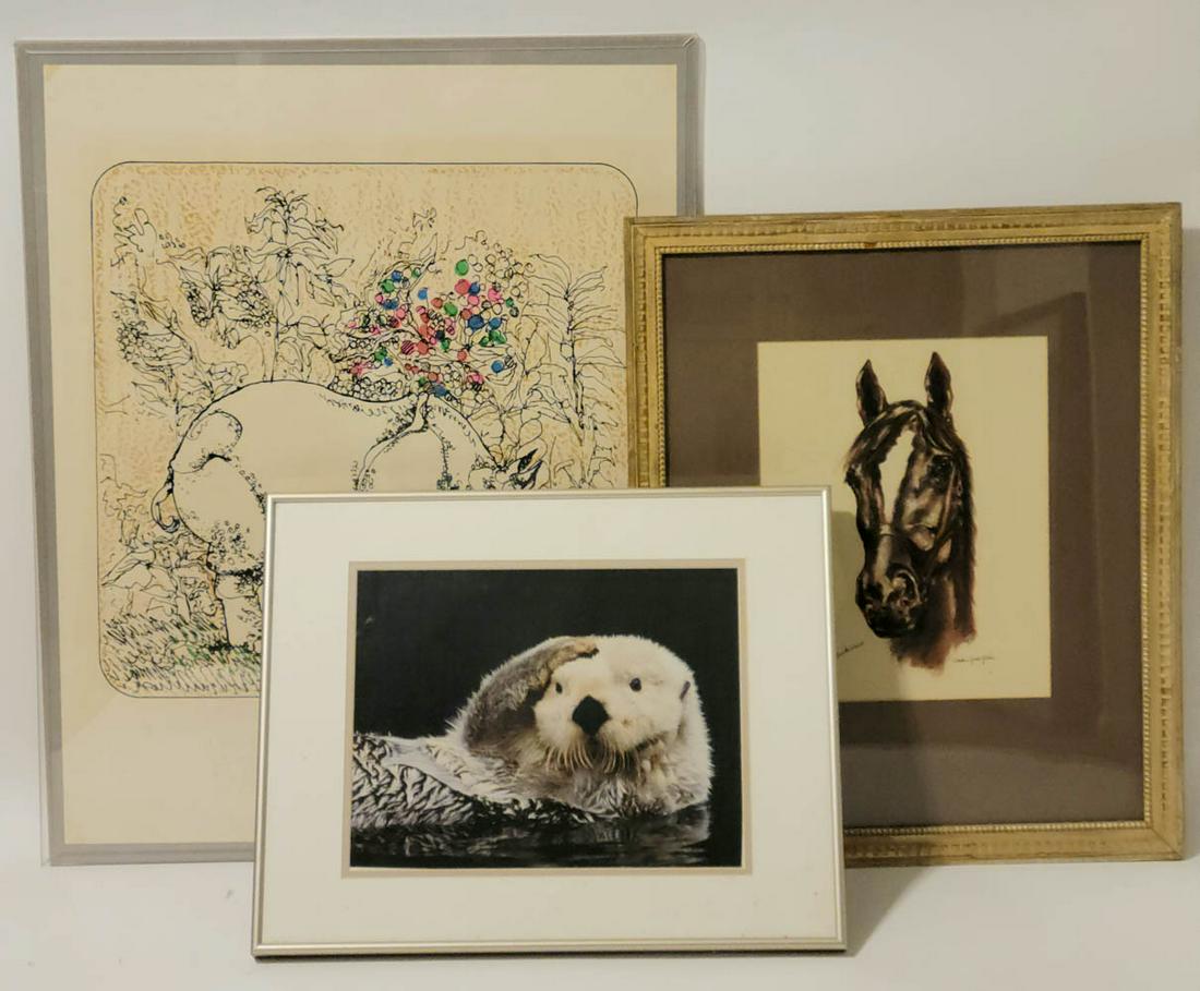 Group of Three Framed Animal Prints (1 of 15)