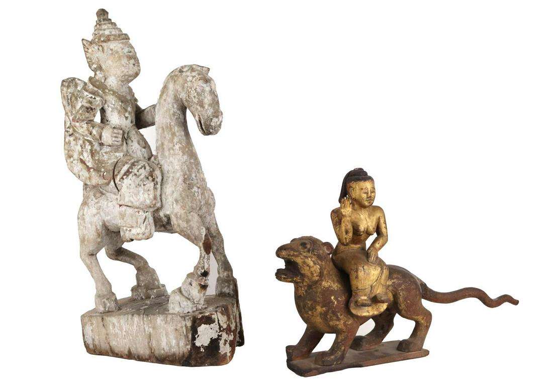 Southeast Asian Painted Wood Figure on Horseback (1 of 17)