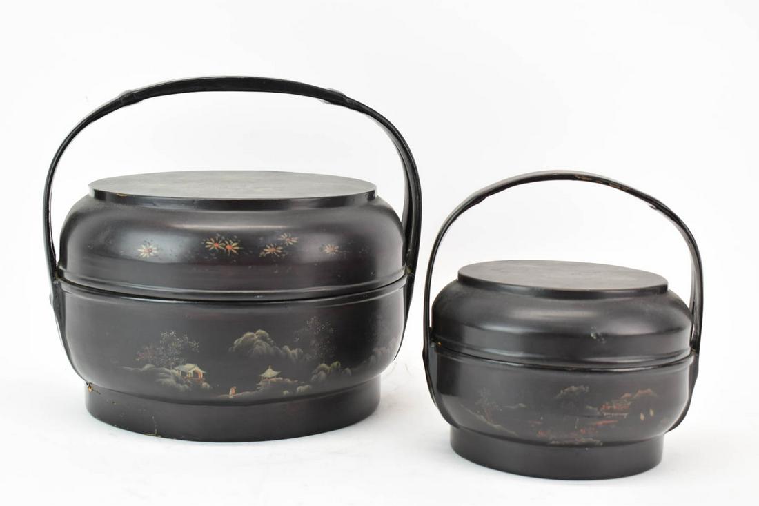 Two Asian Style Covered Wooden Baskets (1 of 7)