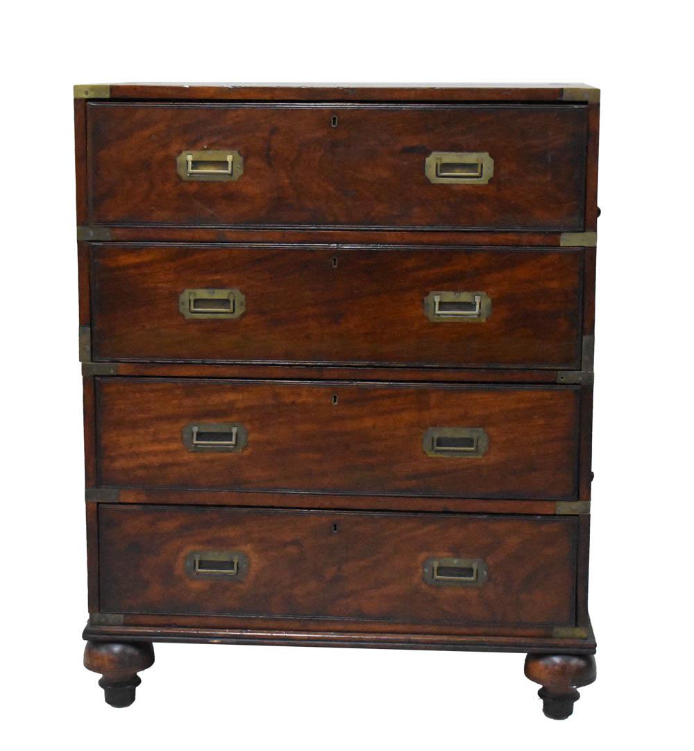 Antique Two Part Brass Mounted Campaign Chest (1 of 16)