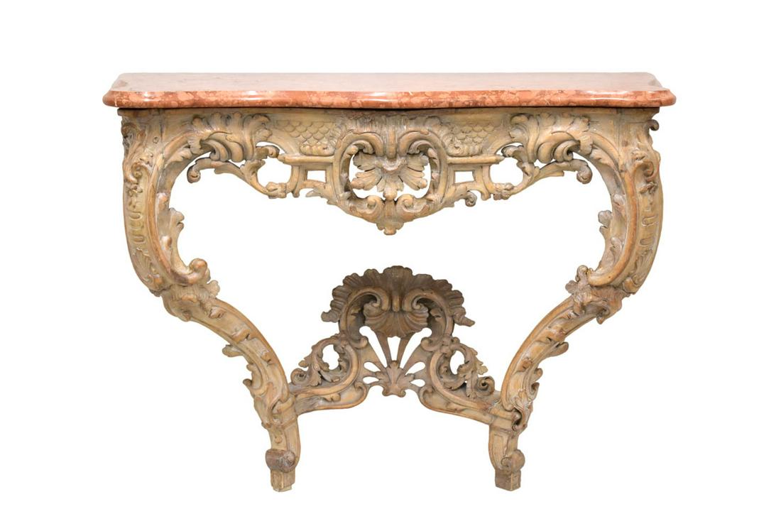 Antique 18th Century Rococo Marble Top Console Table (1 of 7)