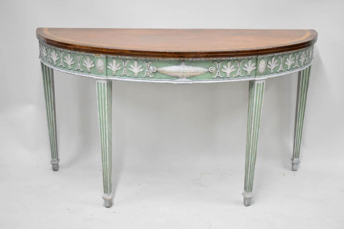 Antique Banded Top Demi Lune Console Table (1 of 14)