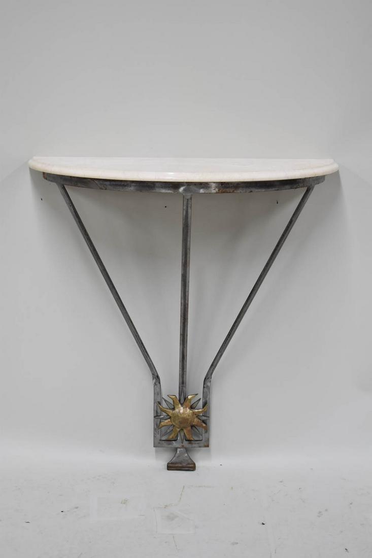 Vintage Iron Demilune Marble Top Console Table (1 of 6)