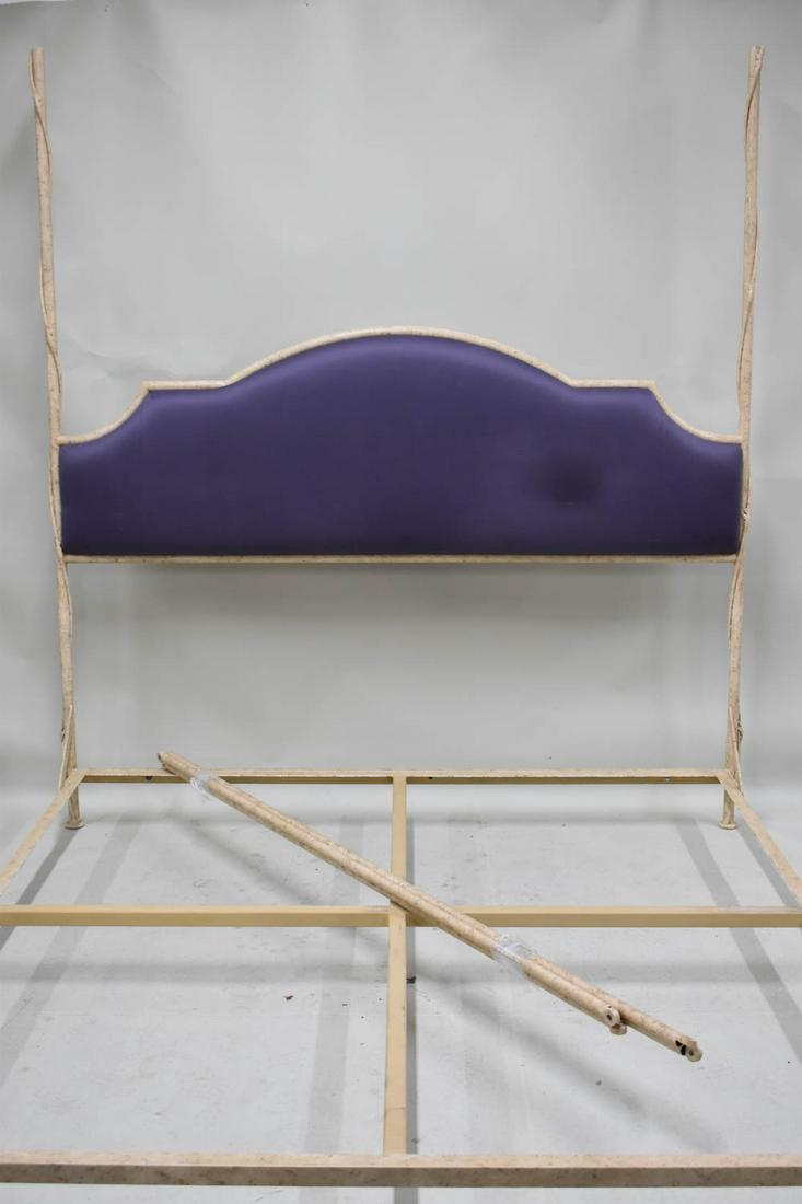 White Painted Antique Finished Metal Canopy Bed (1 of 5)