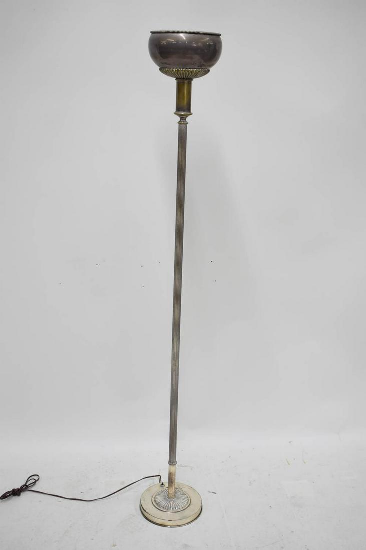 Tall Silver-Plated Brass Floor Lamp (1 of 6)
