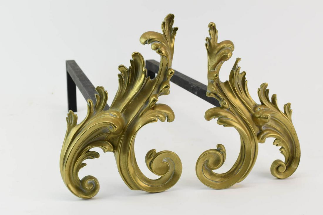 Pair of Brass Fireplace Chenets (1 of 6)