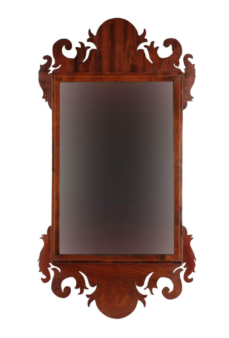 Chippendale Inlaid Mahogany Mirror (1 of 6)
