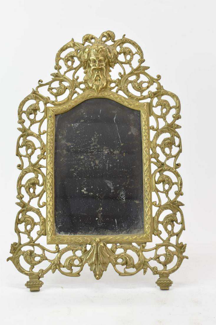 Baroque Style Gilt Metal Tabletop Looking Glass (1 of 6)
