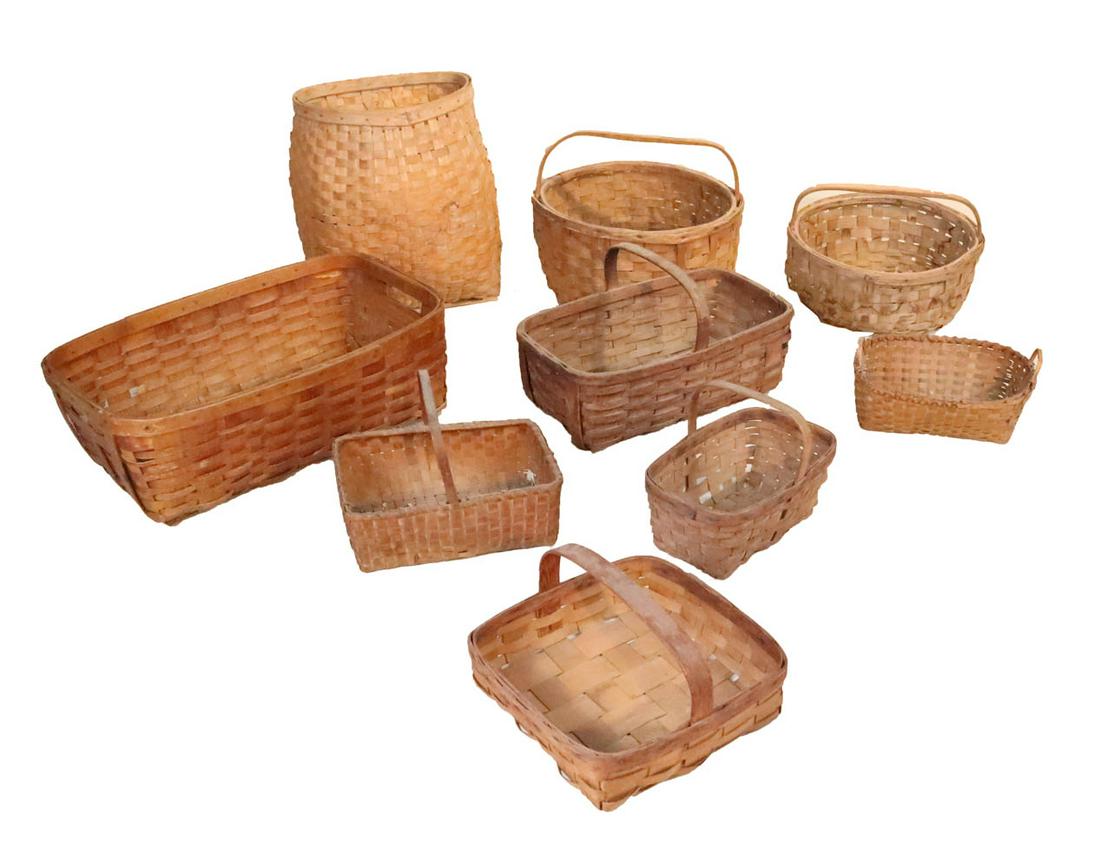 Group of American Splint-Woven Baskets (1 of 9)