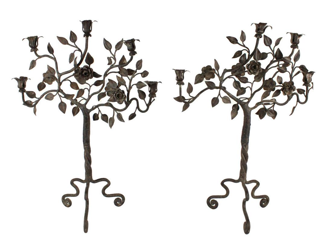 Pair of Wrought-and-Cast Iron Candelabra (1 of 9)