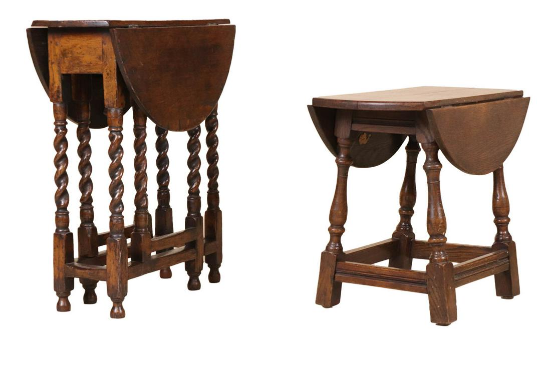 Two Jacobean Oak Diminutive Drop-Leaf Tables (1 of 12)