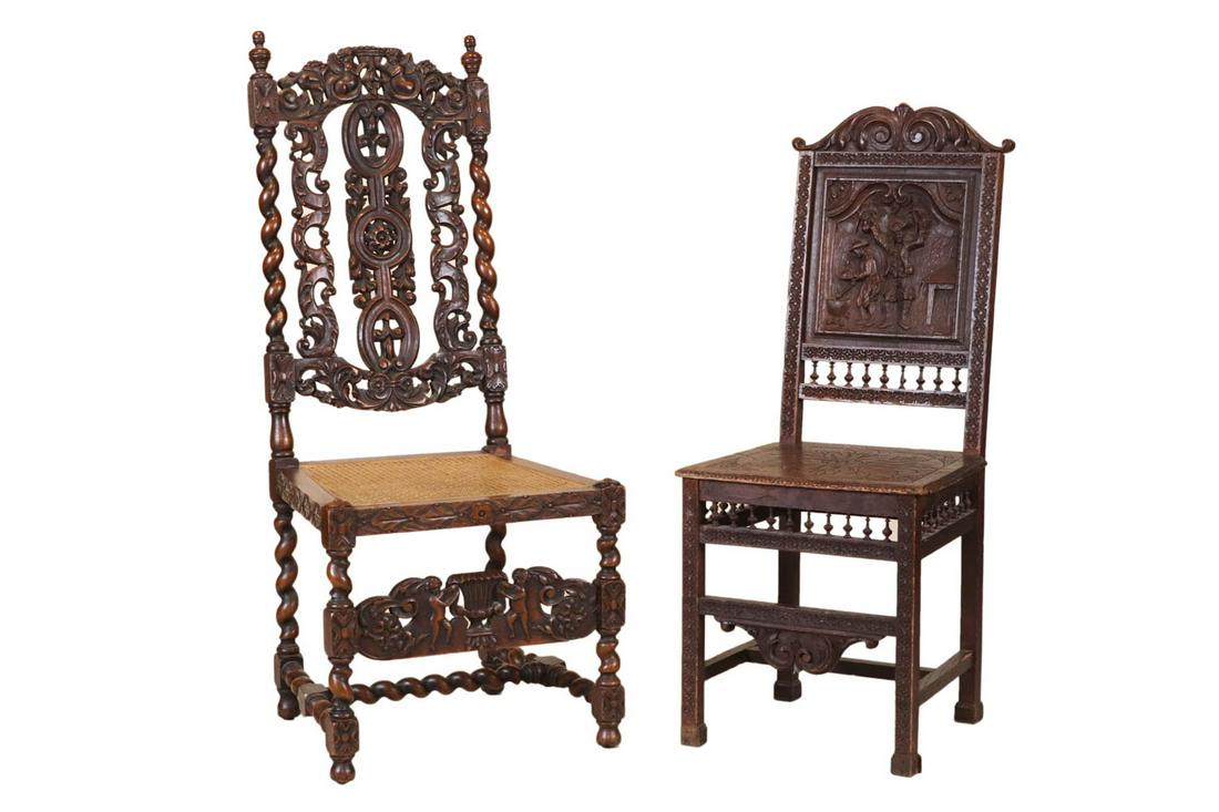 Baroque Style Mahogany Caned Seat Side Chair (1 of 13)