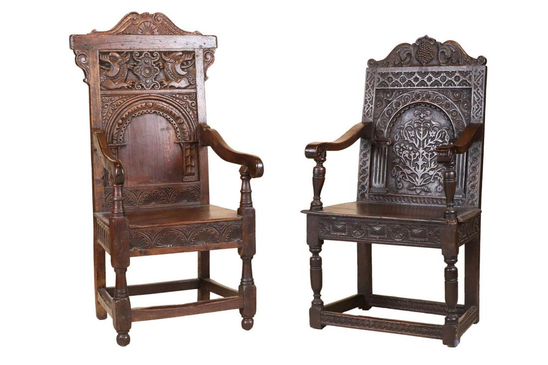 Two Baroque Carved Oak Armchairs (1 of 18)