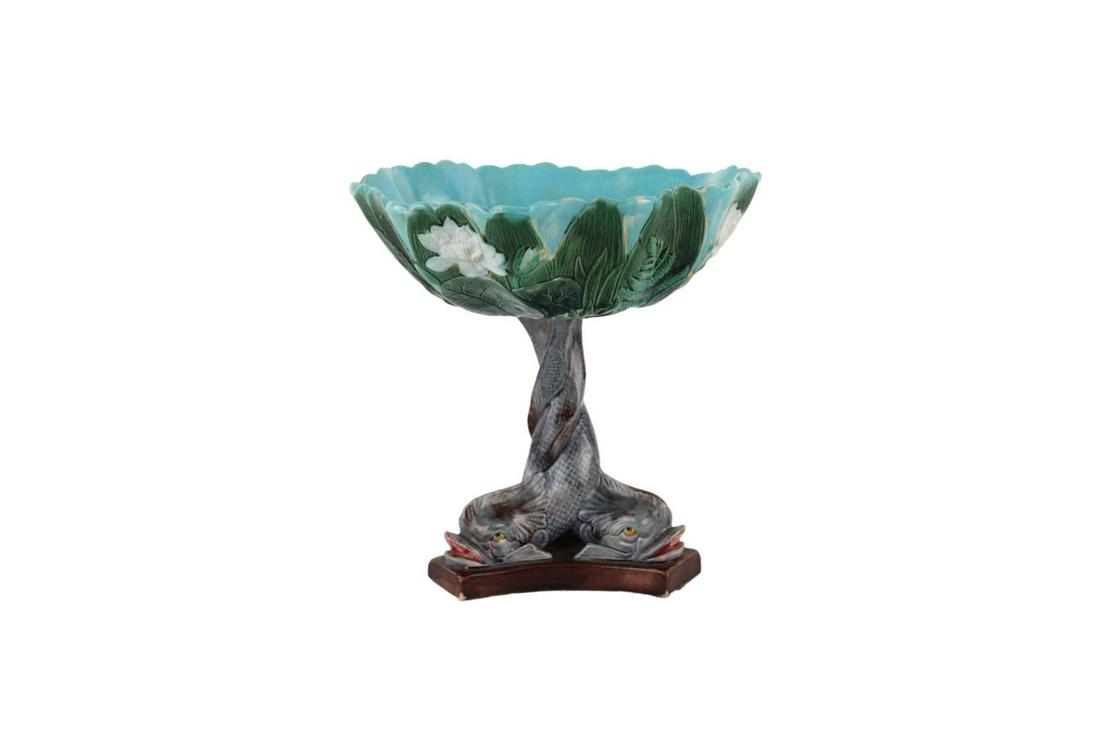 Holdcroft Majolica Dolphin-Base Compote (1 of 10)
