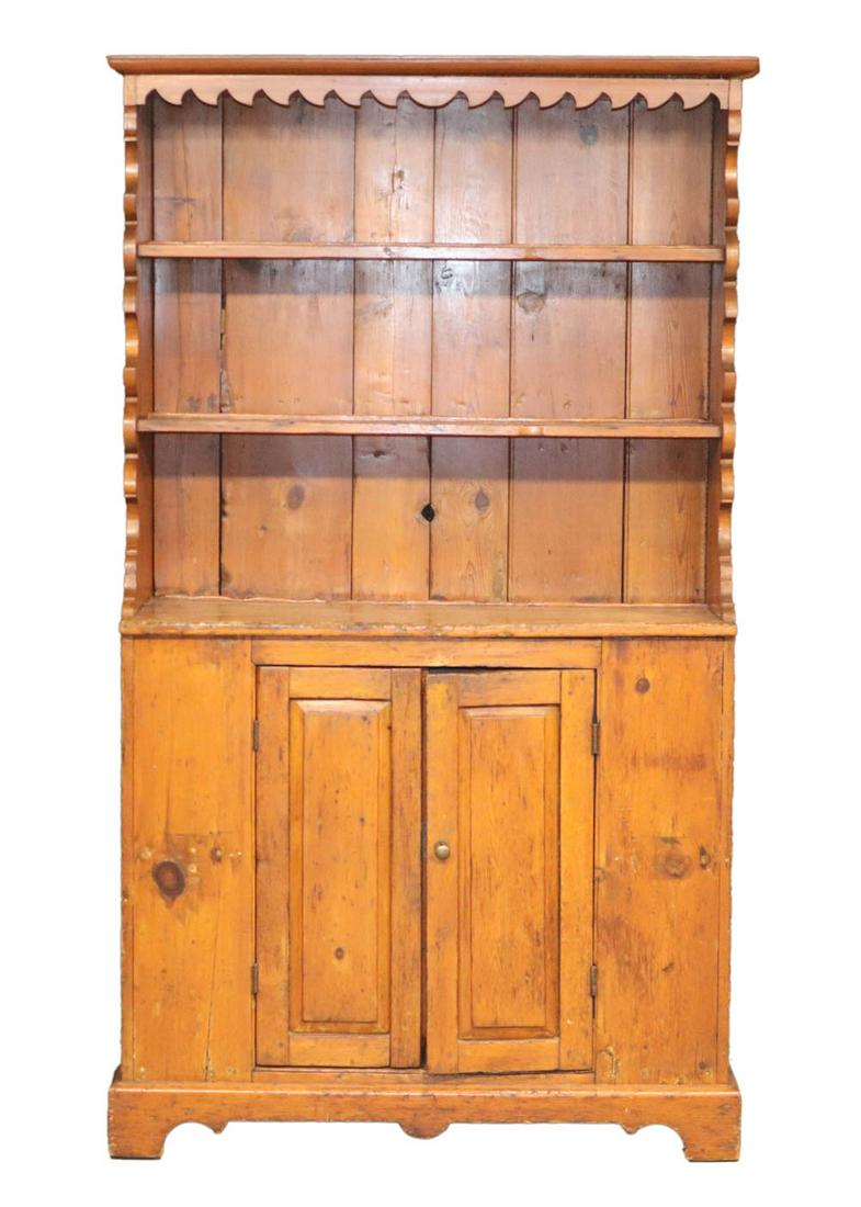 Stained Pine Step-Back Cupboard (1 of 13)