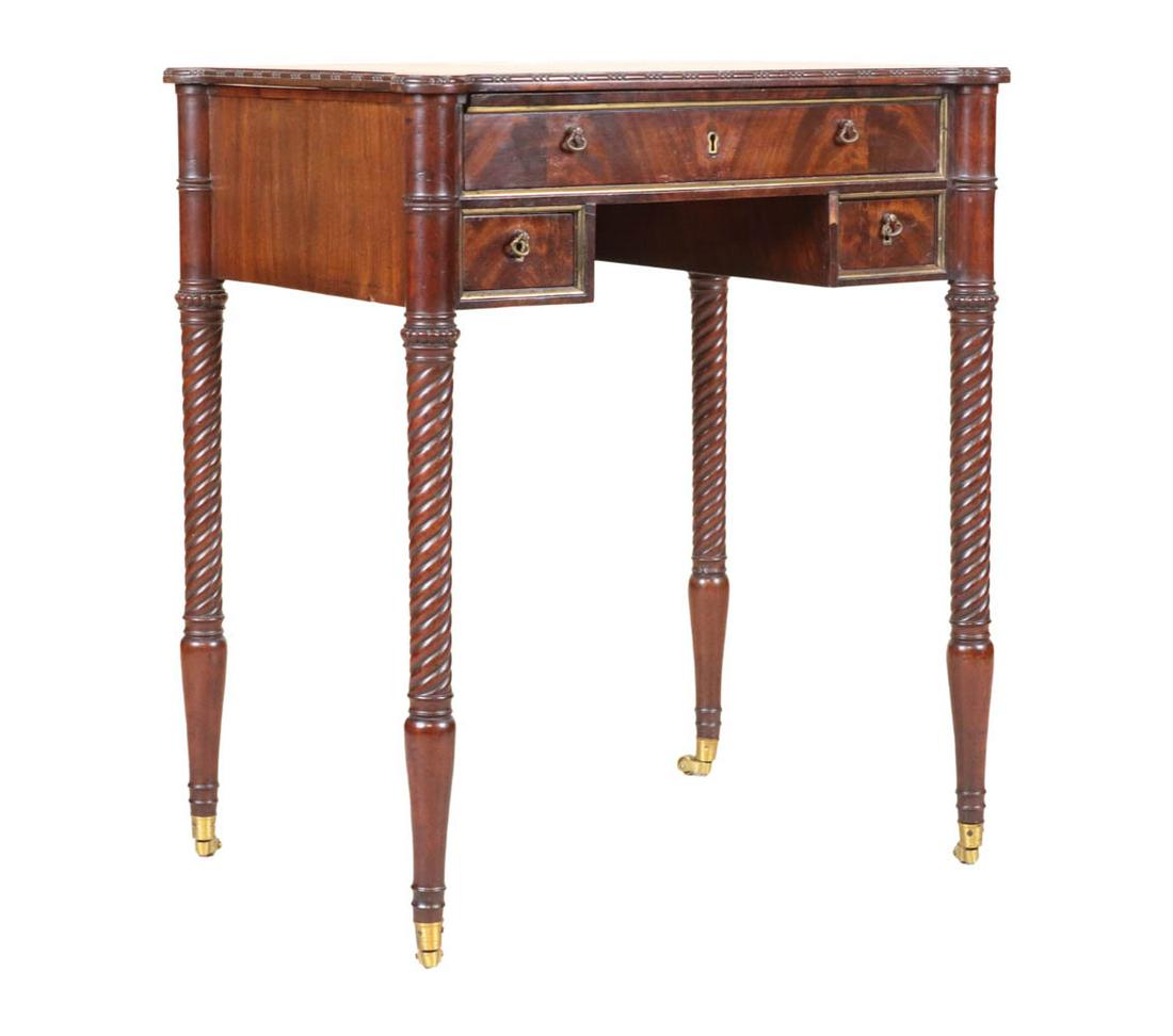 Regency Brass-Inlaid Mahogany Ladies Writing Desk (1 of 8)