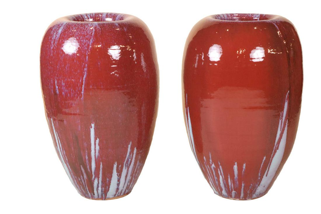 Pair of Large Terracotta Glazed Planters (1 of 9)